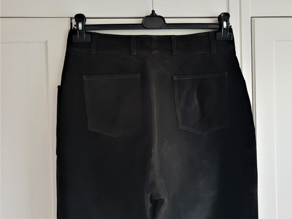 Vintage Black Suede Leather Pants  High Waist Wom… - image 5