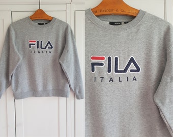 Vintage Fila Sweatshirt Gray Red Navy Blue White Men Women Shirt Size XS / S