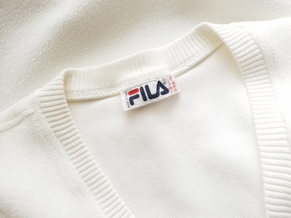 90s  Fila Fleece Vest White Top Sleeveles  Size D… - image 4