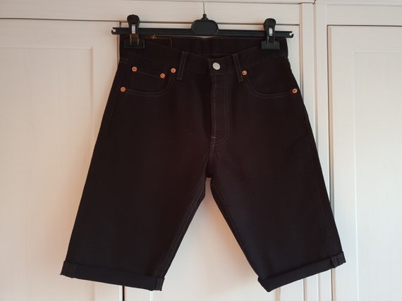 Levis 555 High Waist Jeans Shorts Black Denim Vin… - image 2