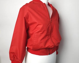 Vintage Red Bomber Jacket Women Spring Biker Size XXS / XS Made in England