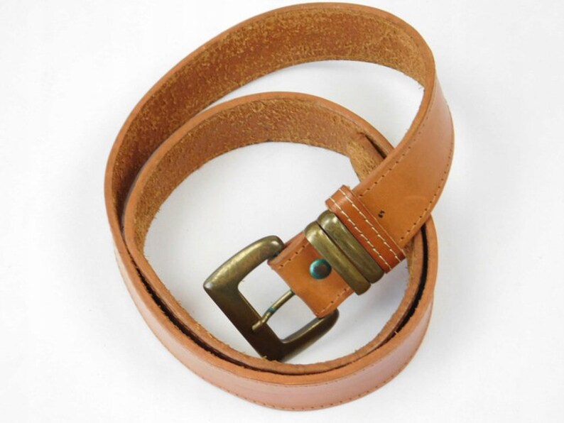 Vintage Leather Belt Camel Color Men Women Strap Etsy