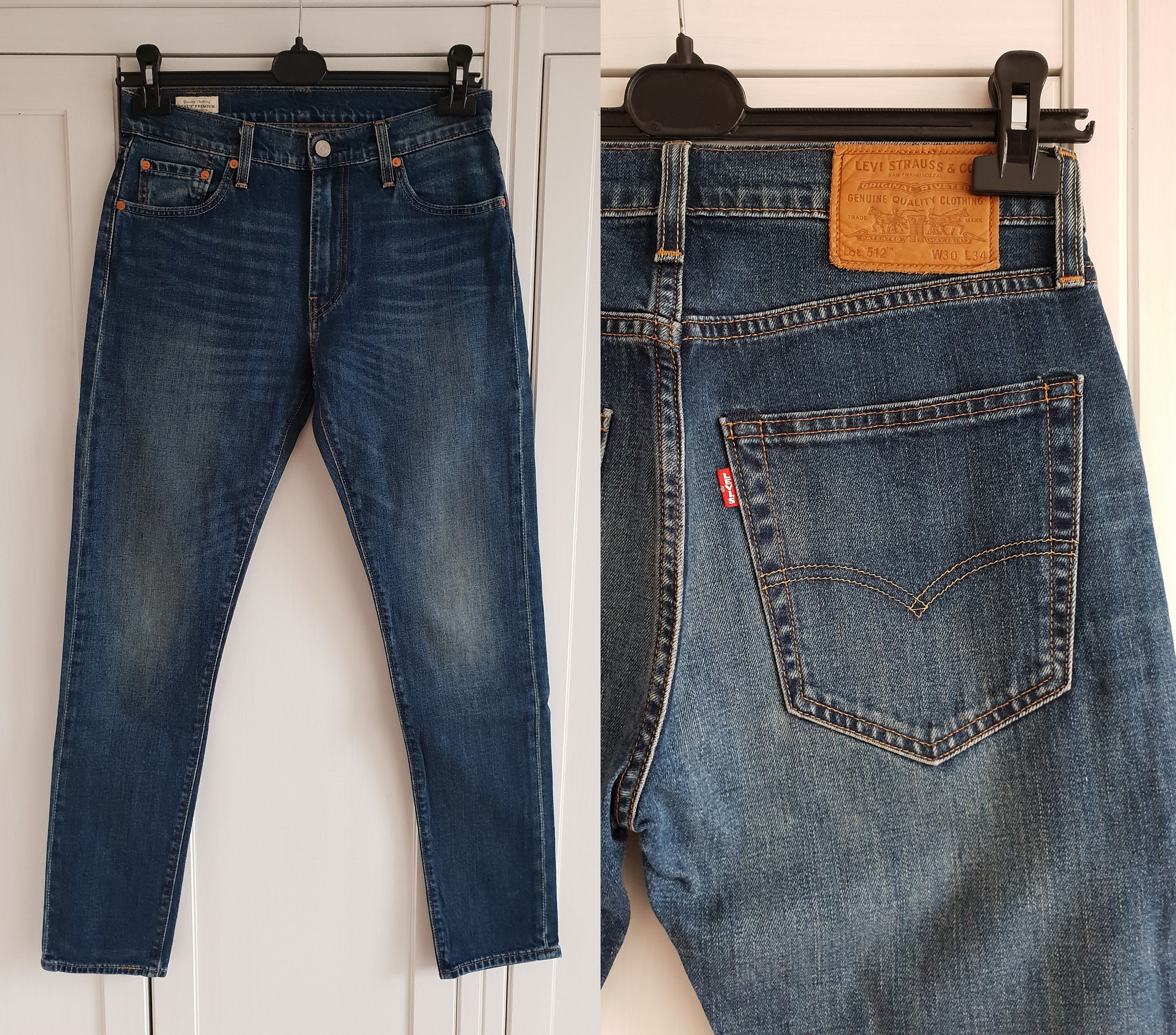 Vintage Levis 512 Jeans Men Women Size W30 L32 Blue Denim - Etsy