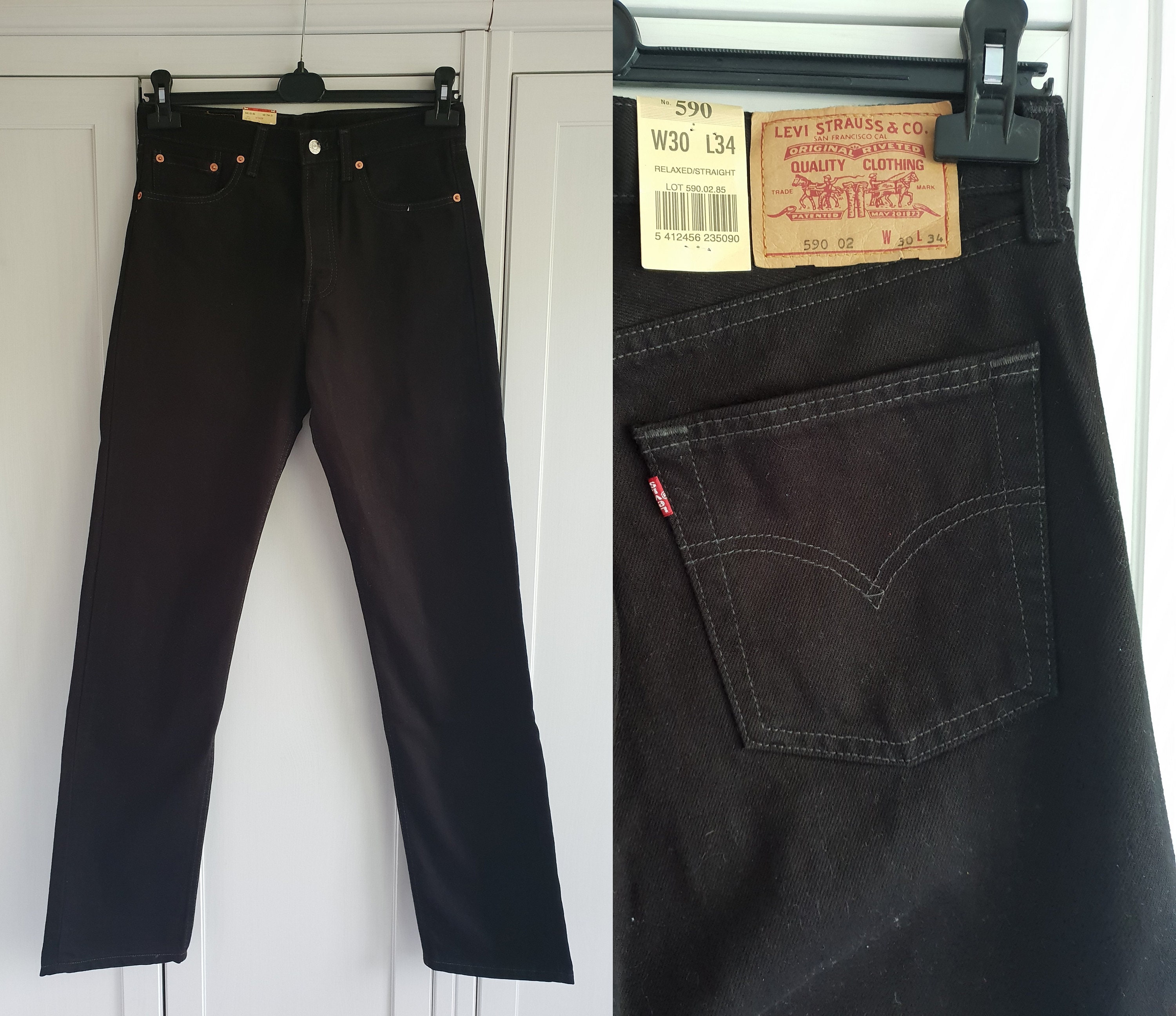Levis 590 Jeans Black Denim High Waist Levi's Size W30 W31 - Etsy Singapore