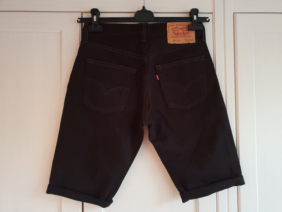 Levis 555 High Waist Jeans Shorts Black Denim Vin… - image 1