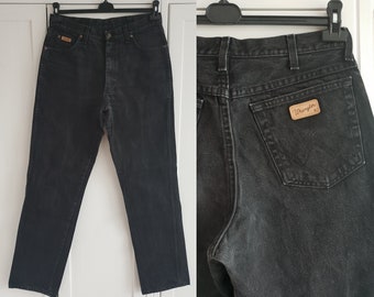 Vintage Black Jeans  Wrangler Men Women Jeans Pants Size W34 L35