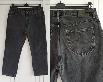 Lee Brooklyn Jeans  Black Denim High Waist Vintage Pants Men Women Size W36 L29  36 x 29