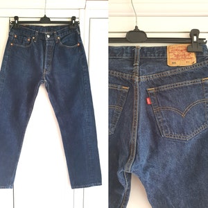 Vintage Levis 501 Jeans  Dark Blue Denim Size W31 L30  31 x 30 Men Women High Waist Levi's Jeans Made in UK