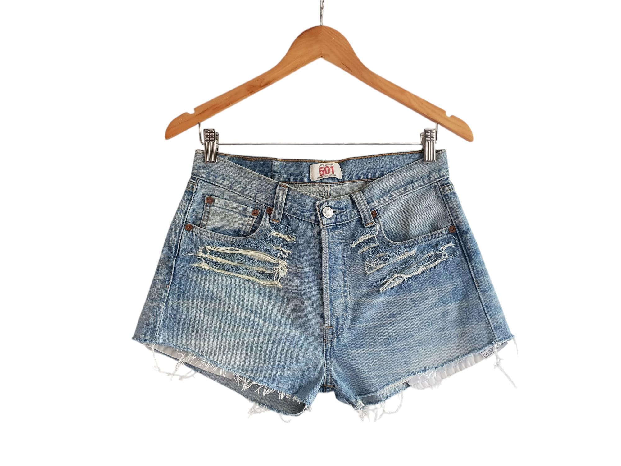 Vintage Levis 501 Jeans Shorts Blue Denim Cut off Levi's Women's