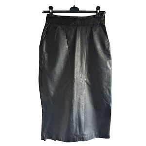 Jupe En Cuir Velours Marron - Femme - Taille S/36 - Vintage Années 90 - Taille Haute