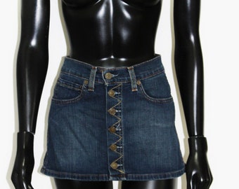 Vintage Levis Jeans Skirt Mini Blue Denim Levi's Skirt Hippie Boho DIY Size XS / S
