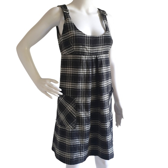 plaid grunge dress Y2K Sleeveless Punk Tartan Clothing Checkered Retro Dress Size XS / S Maxi dress