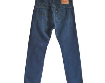 00s LEVI’S 504 dark blue wide jeans W31 Vintage Levis 504 Jeans: Blue Denim, Straight Leg, W31/32 L32
