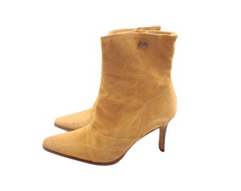 Buffalo London Stiefel Vintage Beige Wildleder Spitz Spitz Stiefeletten Damen Größe 37