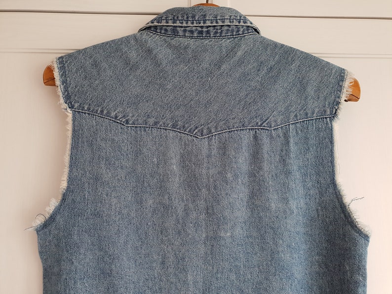 Vintage Denim Vest Blue Jeans Oldschool Look Vest Size M