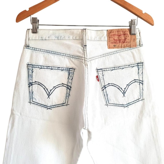 Vintage Levi's 501 Jeans , White Light Blue Denim , Men Vintage Levi's 501 Jeans , White Light Blue Denim , Men