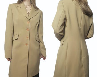 Beige Italy Coat by Rossodisera ,  Long Blazer Jacket , Women Size Medium / Large