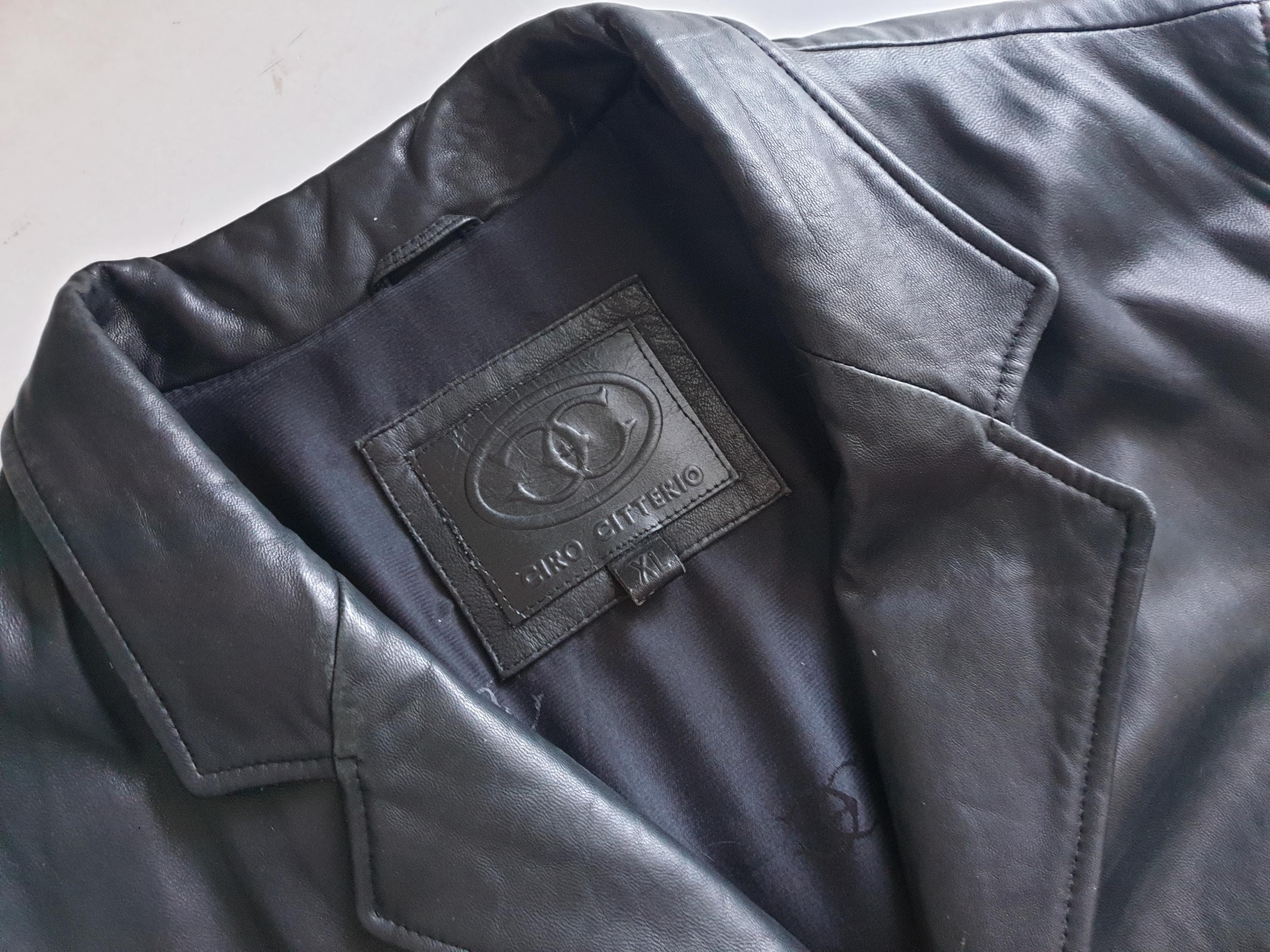 Vintage Ciro Citterio Black Leather Blazer Jacket - Men display picture 1