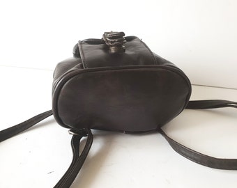 Vintage Small Backpack Brown Vegan Leather Retro Festival