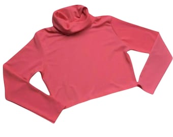 Vintage Silk Turtleneck Crop Blouse Women Top Size L / XL Made in UK