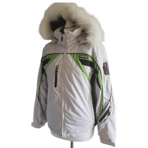 Kurtka narciarska Vintage Brugi Ski BY TEX w kolorze jasnoszarym, zimowa, damska, rozmiar XS/S, wyprodukowana we Włoszech