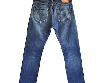 Pantalones vaqueros Levi's 501 de los 90, de mezclilla azul, cintura alta, talla W30 L30, para hombre y mujer, estilo vintage.