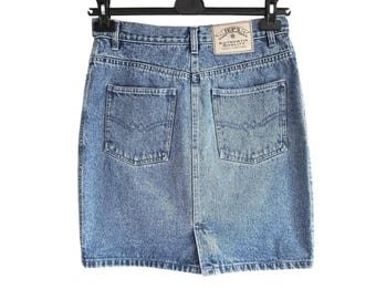 80s JEP&#39;S Jeans Skirt Acid Wash Blue Denim High Waist Women Tulip Skirt , Rocker Grunge Look  Size M