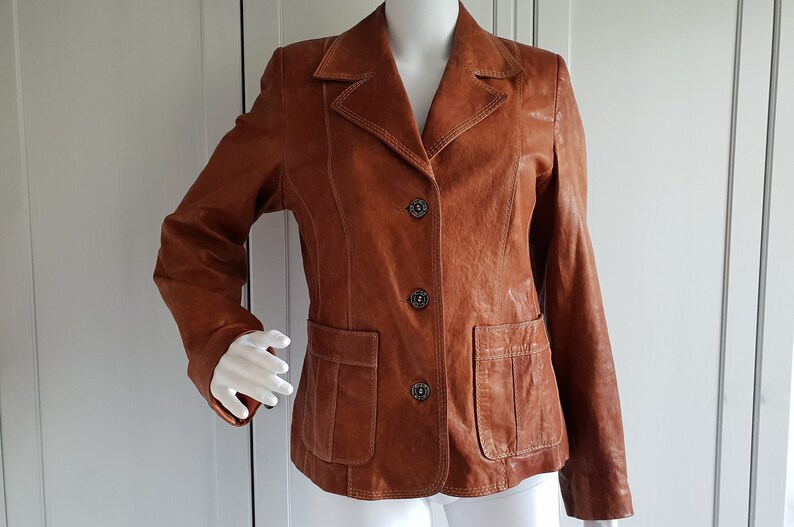 Vintage Leather Blazer Caramel Color Exclusive Most Etsy