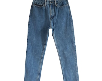 Vintage Calvin Klein Jeans Blue Denim High Rise Pants With Frayed Legs Size  W27