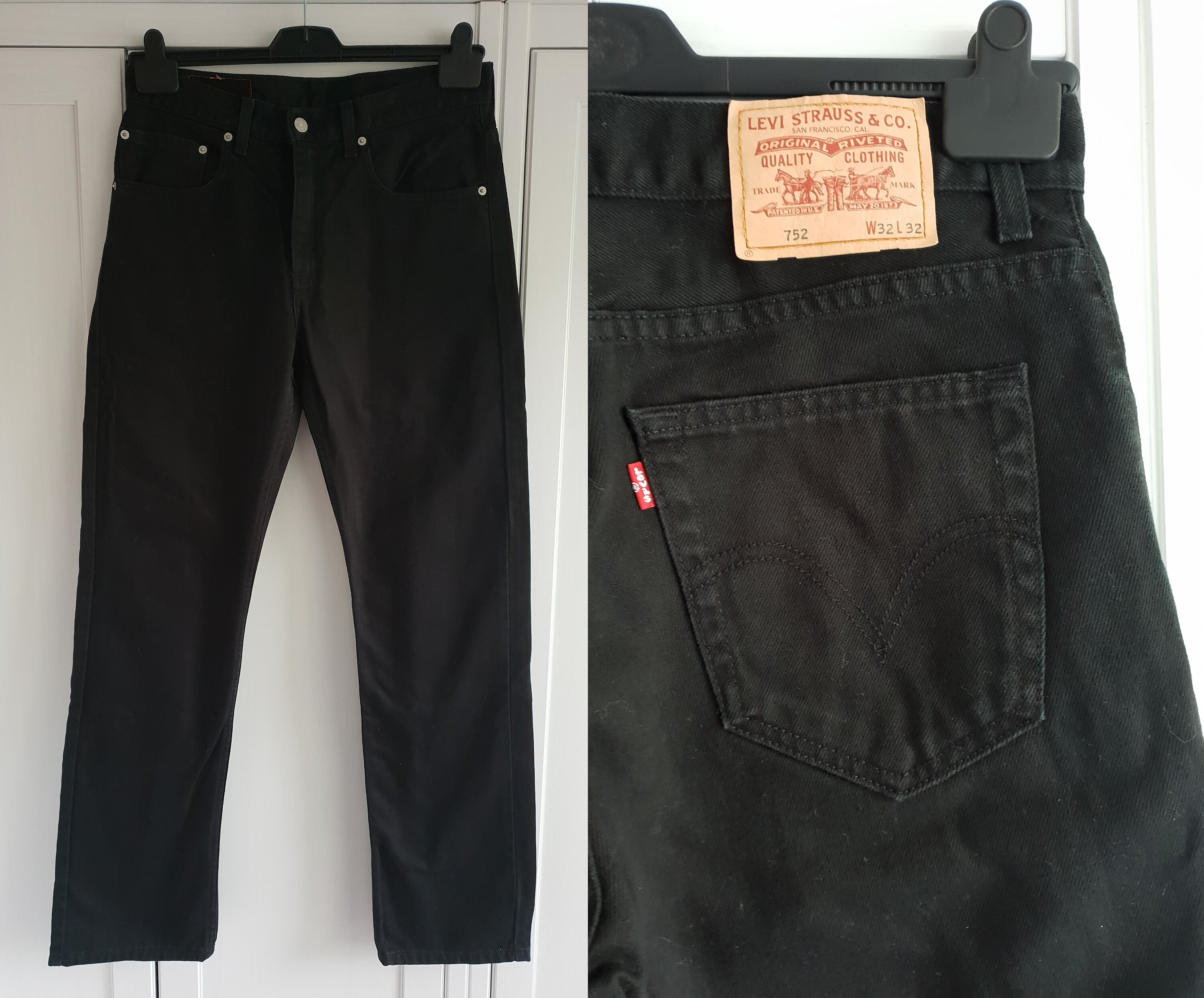 blanding Kæreste fortvivlelse Vintage Levis 752 Jeans Black Denim High Waist Jeans - Etsy