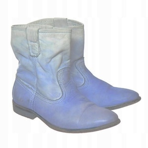 Buffalo London enkellaarsjes / blauw wit leer damesschoenen maat 38 EU / 6,5 VS / UK5
