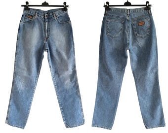 Calça jeans vintage Wrangler azul dos anos 90, tamanho W30 L30