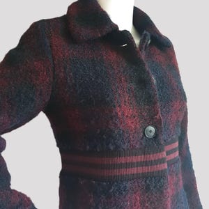 Desigual Wool Coat Vintage Plaid Overcoat Checkered Jacket Women Size S / 36