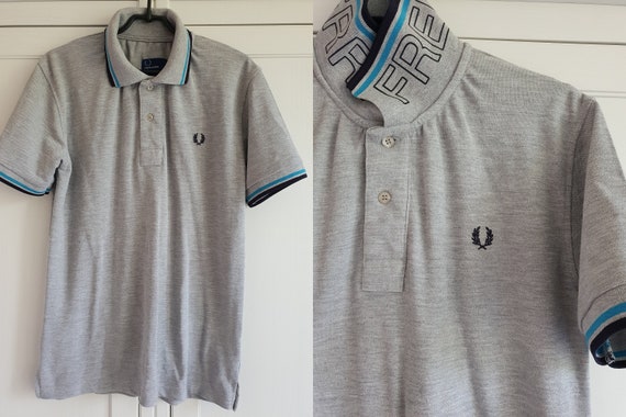 Vintage Polo Shirt Fred Perry Men Gray 