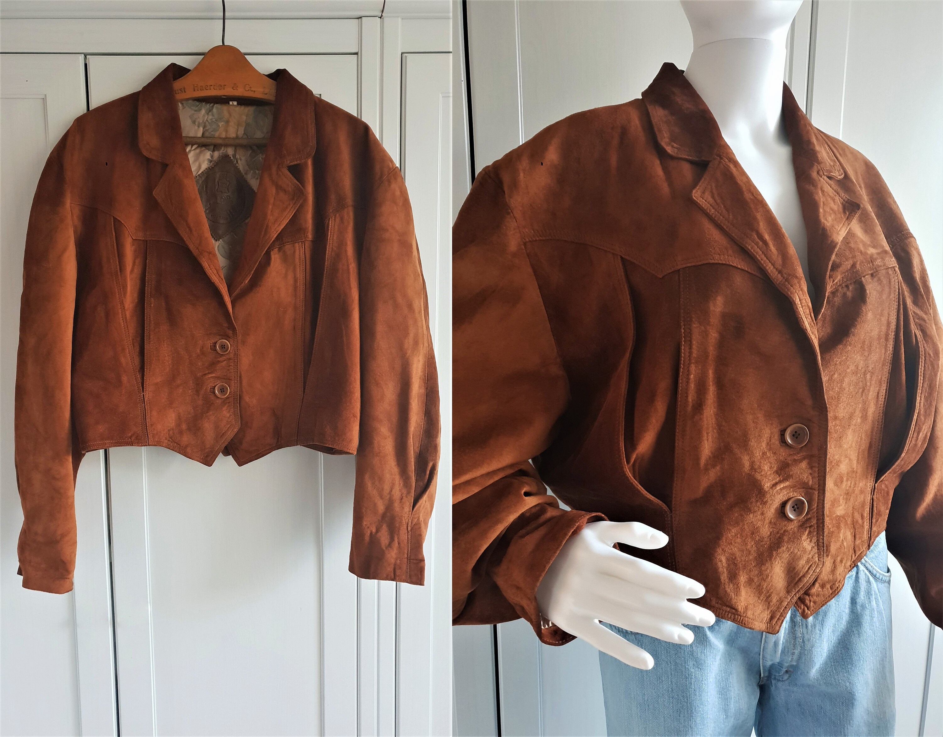 Vintage Leather Jacket Caramel Brown Suede Leather Women Etsy New Zealand