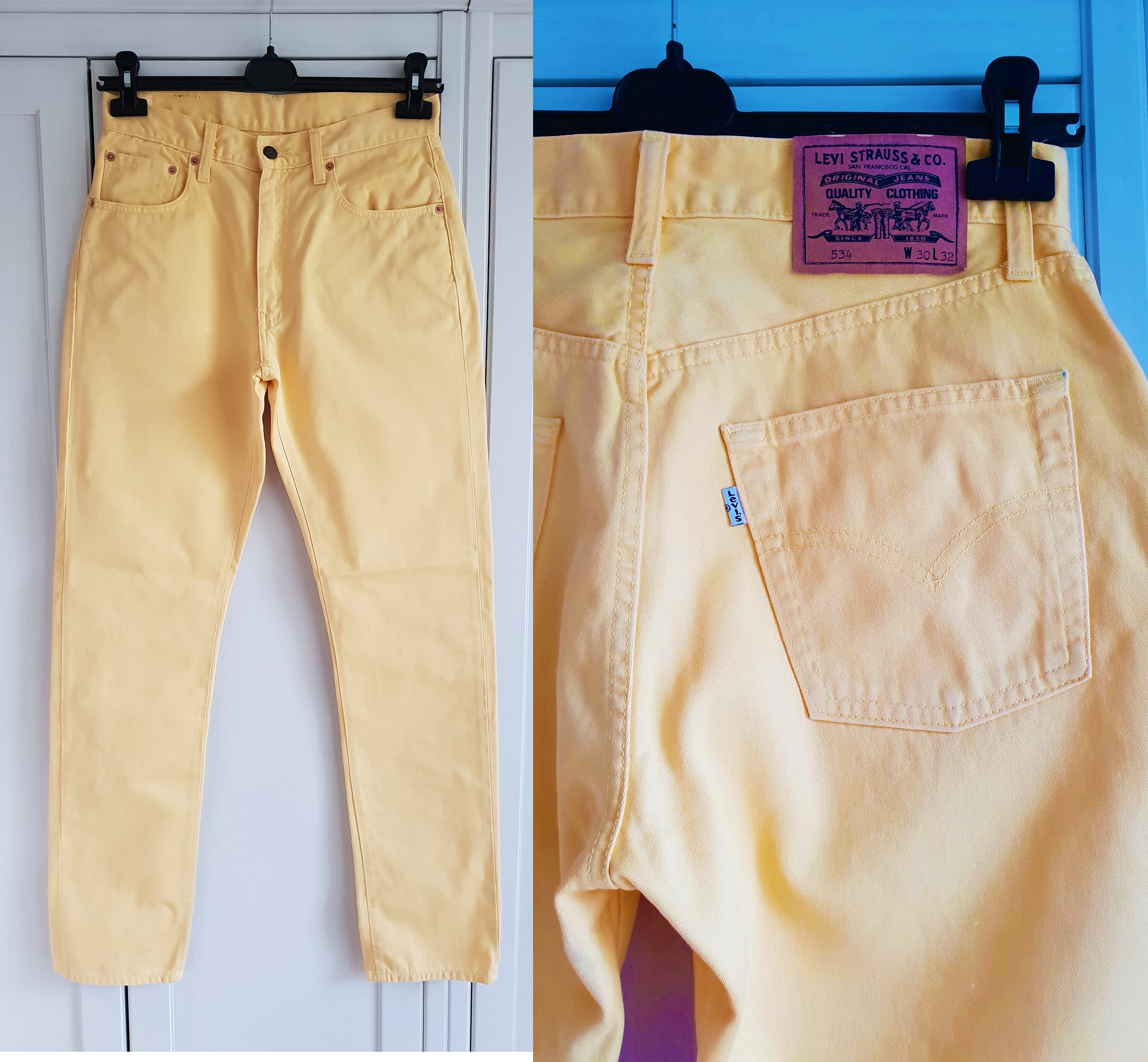 Levis 534 High Waist Jeans Yellow Denim Men Women Size W30 L32 - Etsy UK