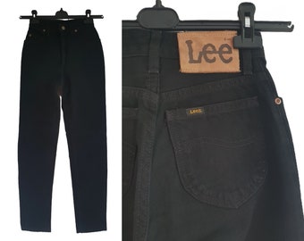 Vintage Lee Oklahoma  Jeans, Black Denim Extra Small Women Girl Pants Size W24 L31