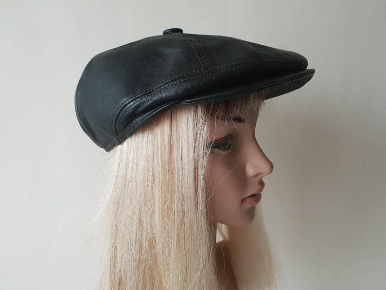 Black Leather Newsboy Cap Men Women Vintage Hat Size M L Hats Caps Accessories Valresa Com Black Leather Newsboy Cap Men Women Vintage Hat Size M L Hats Caps Accessories Valresa Com