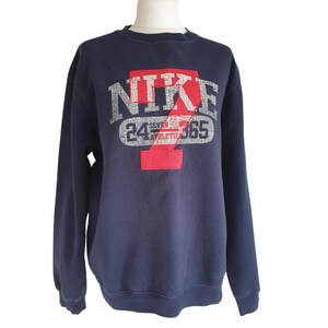 90s Men Sweatshirt Nike , Navy Oldschool Crewneck Shirt Size M / L