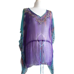 Poncho de verão vintage da Whistles London Pareo feminino tamanho praia Reino Unido 12 / EUR 40 / EUA 8