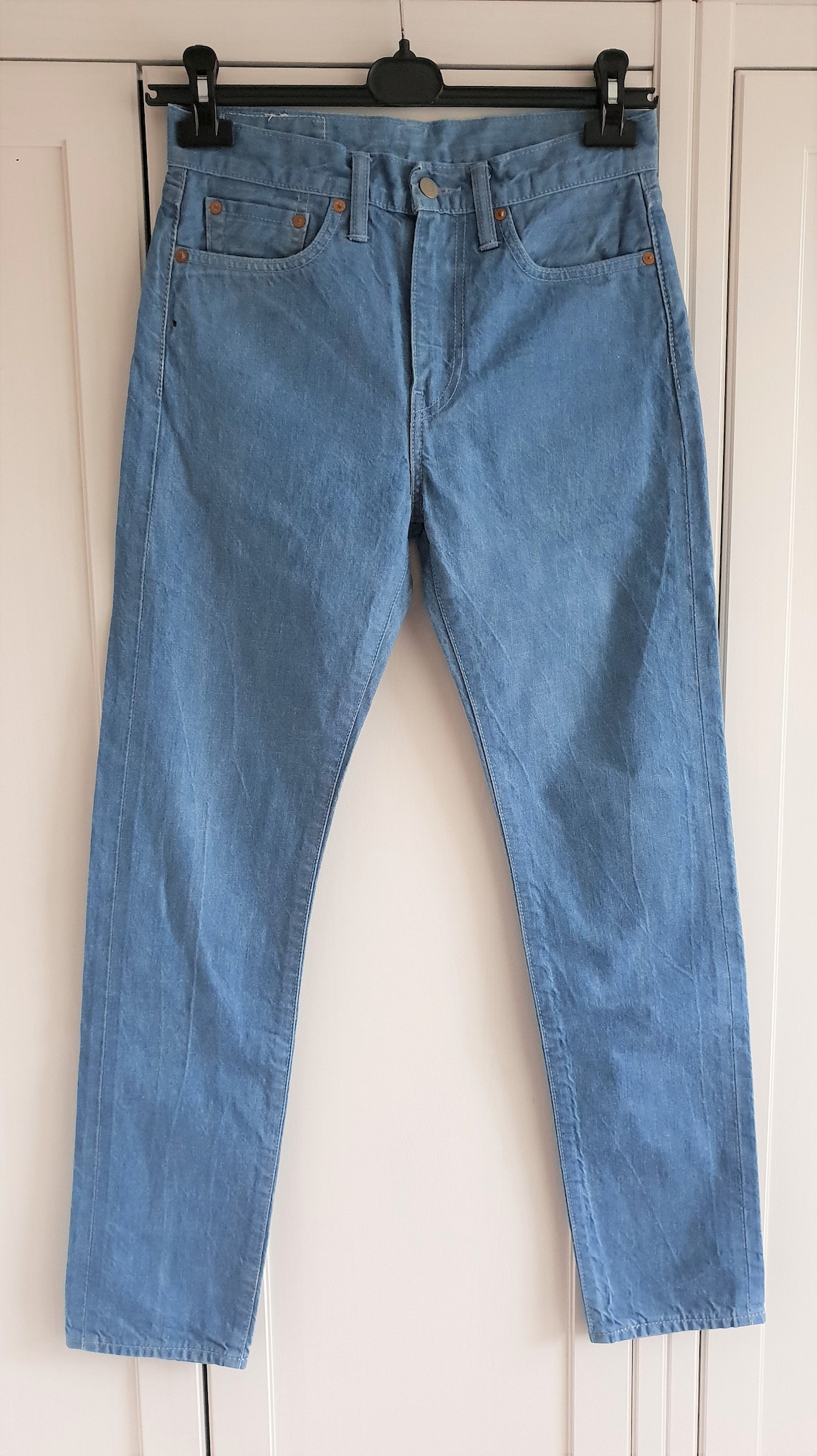 Vintage Levis 522 Jeans Blue Denim High Waist  Levi's Pants Men Women Size W28 L31 28 x 31, foto 2 di 5