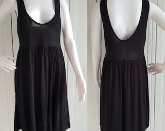 Vintage Women Black Dress Sleeveless Long Cotton Tunic Size S / M