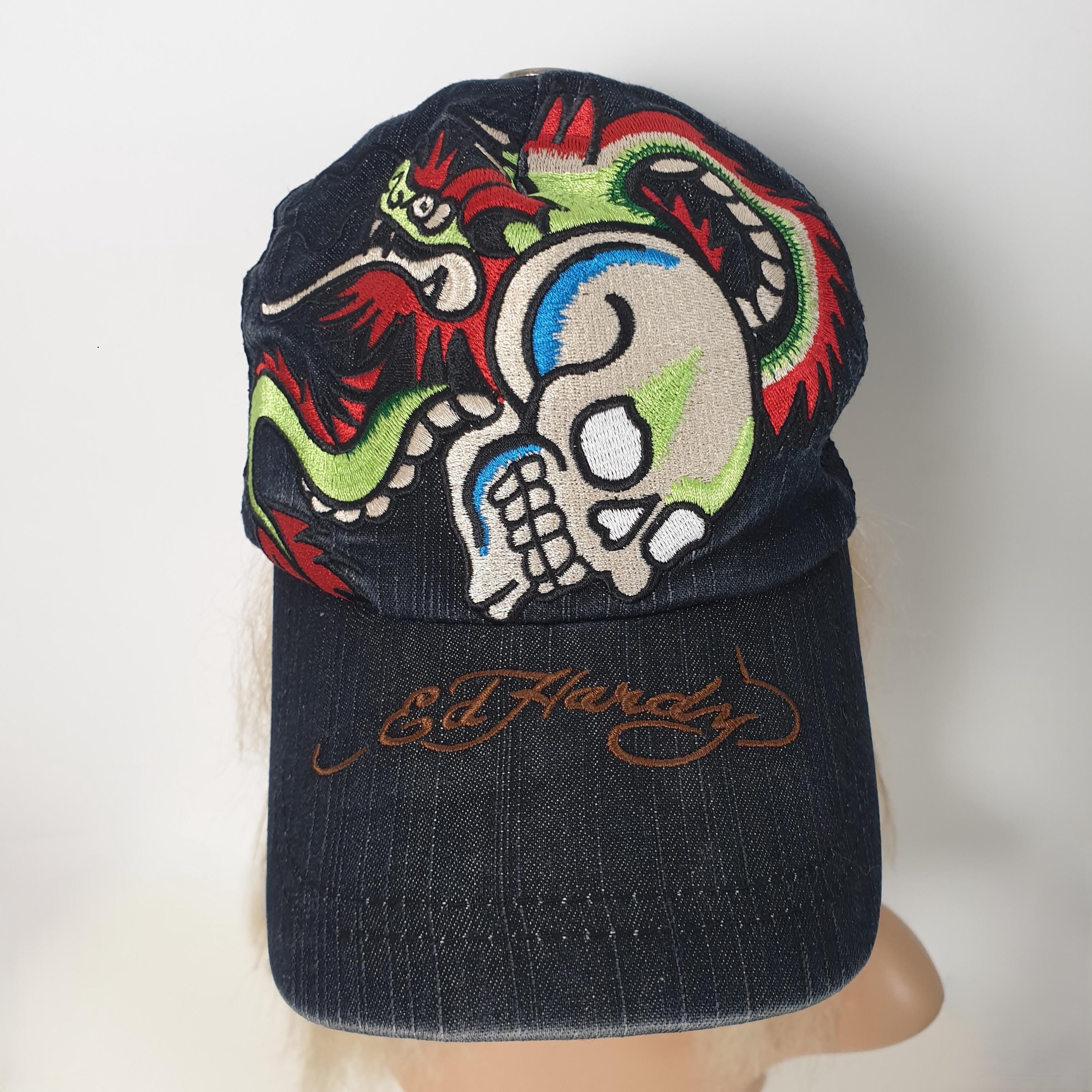 Ed Hardy Cap Y2K Vintage Denim Baseball Hat - Etsy
