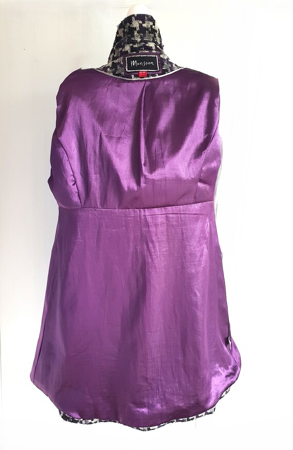 Monsoon Women Coat Vintage Checkered Coat Jacket Size UK 18 EU