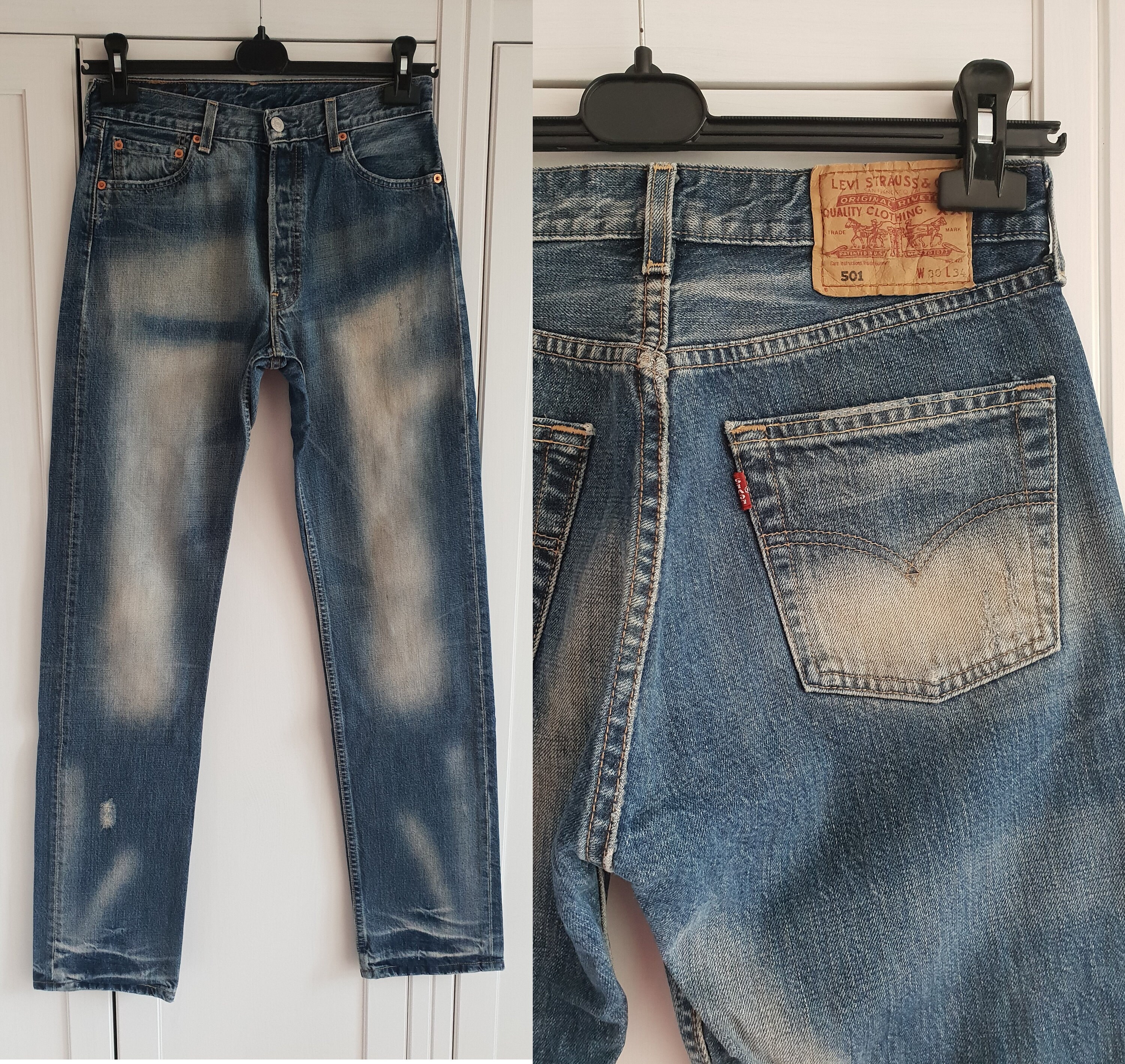 Levis 501 Jeans Blue Denim High Waist 