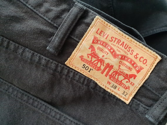 Levis 501 Jeans Black Denim Men Women Size W38 L32 XL Vintage | Etsy
