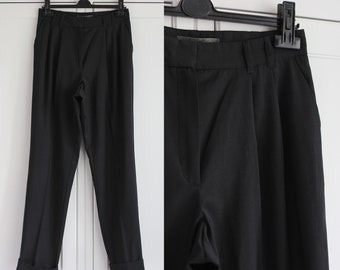 Vintage Mango Pants Retro High Waisted Trousers Black Elegant Cigarette Pants Women Size EUR 36 / US 4 /