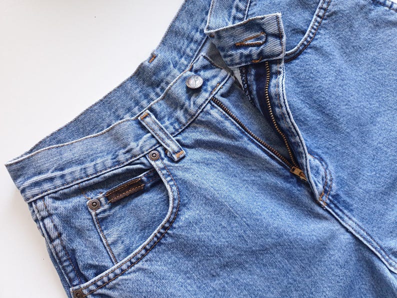 90-tals vintage Wrangler-jeans blå denimjeans med hög midja herr damer storlek W28 L32 bild 8