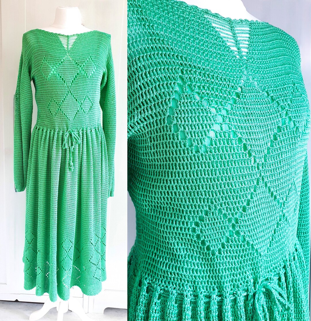 Earth Green Basic Chill Dress Crochet Detail main image 1