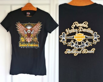 T-shirt Harley-Davidson Black Motorcycles Shirt Vintage Rocker Blouse Size S